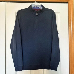 Tailorbyrd Collection Mens Gray Mock Neck 1/4 Zip Pullover